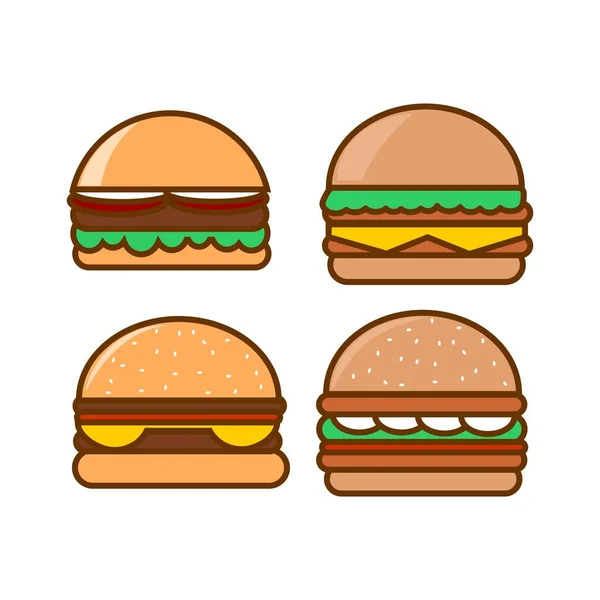 Cartoon Illustration Very Delicious Fast Food Burger — Stock Vector