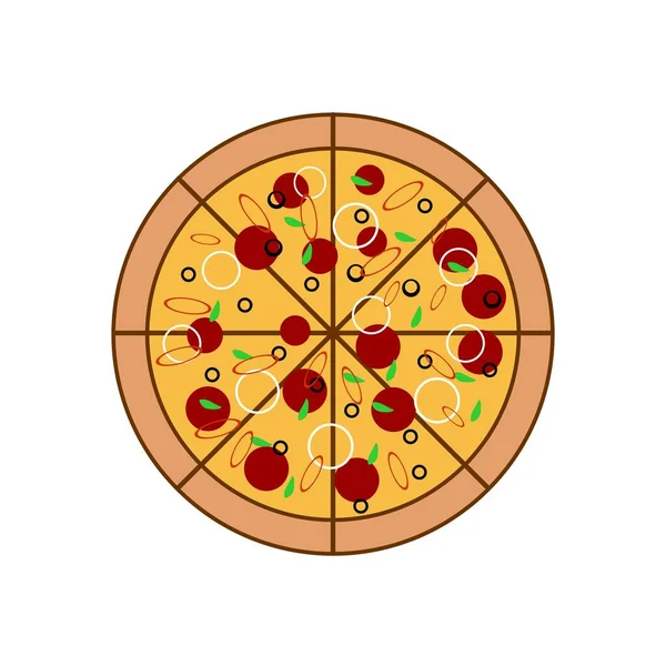 非常においしいファーストフードピザの漫画のイラスト — ストックベクタ