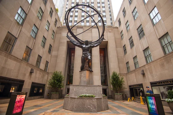 Nowy Jork Usa Lipca 2019 Statua Rockefeller Center Atlas — Zdjęcie stockowe