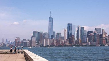 New York, NY, USA - July 19, 2019: View of Manhattan from Ellis Island