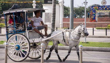 Manila / Filipinler - 27 Aralık 2016: Kalesa (At Arabası) Rizal Park 'ta