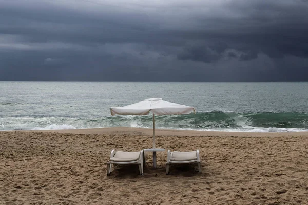 Comienzo Tormenta Playa Arena Antes Del Mal Tiempo — Foto de Stock