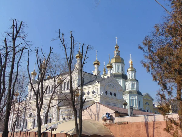 Kharkiv Ucrânia 2015 Pokrovsky Cathedral Catedral Mosteiro Ortodoxo — Fotografia de Stock