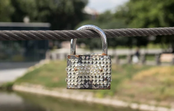 Gammal Nyckel Kärlek Hängande Bron — Stockfoto