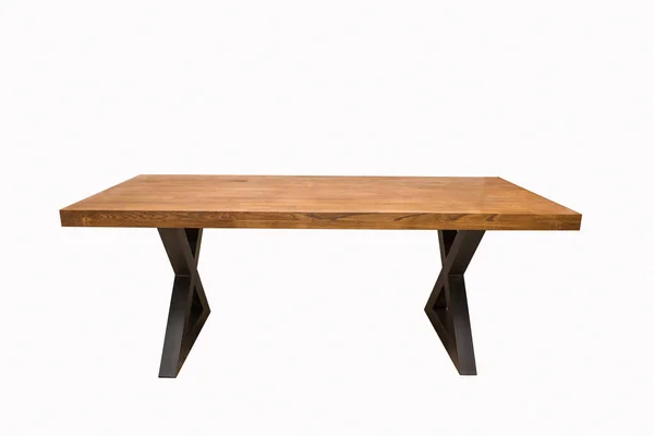 763 Lakkozott Asztal Fekete Fém Lábakkal Fehér Alapon — Stock Fotó