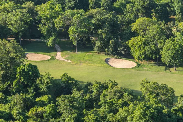 Paisagem Vista Aérea Campo Golfe Para Golfista Com Campo Verde — Fotografia de Stock