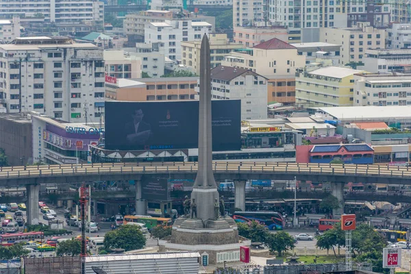 Bangkok Thajsko Října 2016 Panoráma Památník Vítězství Bts Skytrain Provoz — Stock fotografie