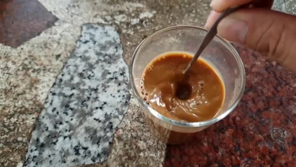 Movimento Lento Comida Pequeno Almoço Com Café Antigo Estilo Tailandês — Vídeo de Stock