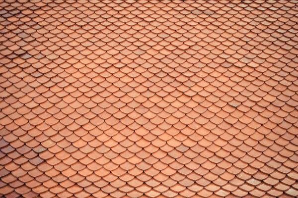Tile roof of old Thai temple texture background surface natural color , process in vintage style