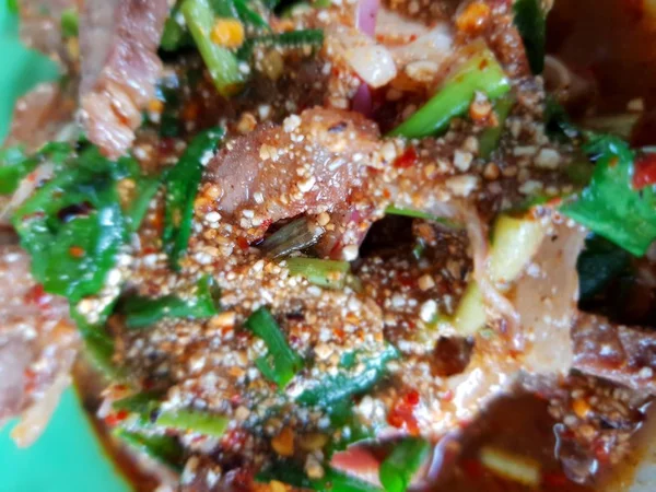 Ensalada Picante Carne Picada Ensalada Carne Molida Laab Alimento Tailandés —  Fotos de Stock