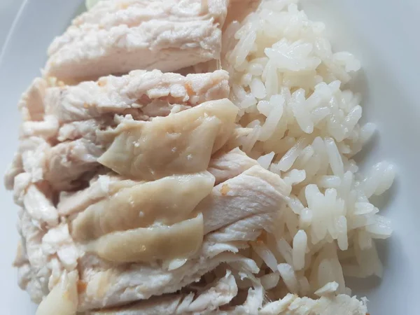 Arroz Vapor Con Sopa Pollo Arroz Pollo Hainanés Para Venta — Foto de Stock