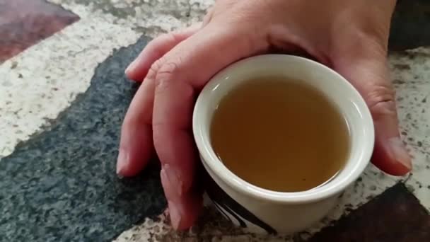 Zeitlupe Des Frühstücks Essen Mit Alten Kaffee Thailändischen Stil Zum — Stockvideo