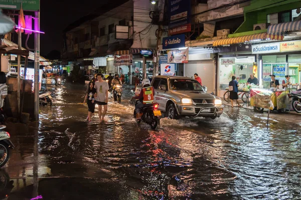 Бангкок Таїланд Жовтня 2018 Повені Вода Бангкоку Місто Проблема Водостічної — стокове фото