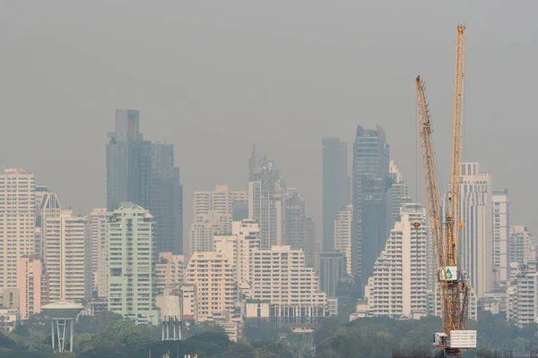 Bangkok Thajsko Ledna 2019 Panoráma Bangkoku Smog Prach Pm2 Překročit — Stock fotografie