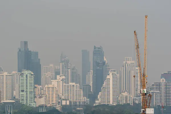 Bangkok Thajsko Ledna 2019 Panoráma Bangkoku Smog Prach Pm2 Překročit — Stock fotografie