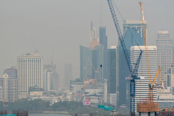 Bangkok Thajsko Ledna 2019 Panoráma Bangkoku Smog Prach Pm2 Překročit — Stock fotografie