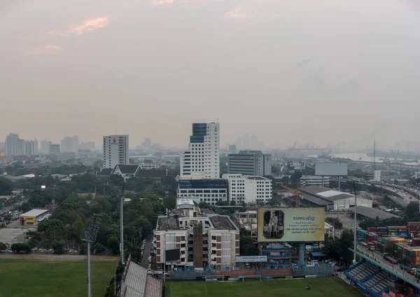 Smog PM2.5 dust exceed standard value of Bangkok — Stock Photo, Image