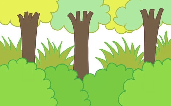 Эскиз леса с зелеными деревьями в природе — стоковое фото