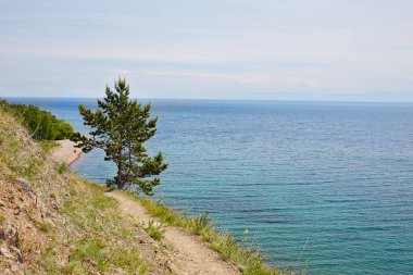 Baykal Gölü 'nün güzel manzarası, Rusya. Güneşli yaz akşamı