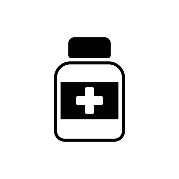 Ikonen för medicinburkar. Medicinsk läkemedelsflaska. Webbdesign ikon. Farmaceutisk drogikon. Sjukvårdikonen. Läkemedelsflaska Vector EPS 10 — Stock vektor