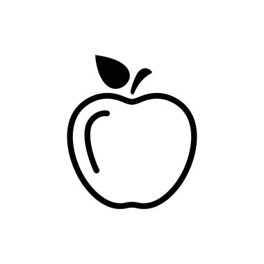Elma vektör simgesi. Apple meyve çizimi simgesi. Web tasarım vektör logosu. Arkaplanda elma izole