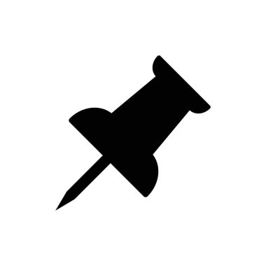 Vektör pin simgesi, Pushpin simgesi. Grafik tasarımı için iğne vektör illüstrasyonuna bas. İtme pimi izole edildi. Vektör EPS10 pin simgesi