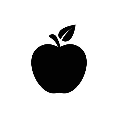 Elma vektör simgesi. Apple meyve çizimi simgesi. Web tasarım vektör logosu. Arkaplanda elma izole