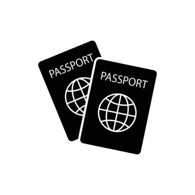 Arka planda biyometrik veri simgesine sahip pasaport izole edildi. Uluslararası seyahat pasaportu belgesi simgesi. Pasaport vektör simgesi EPS 10. Pasaport Simgesi - Seyahat. Geçiş izole