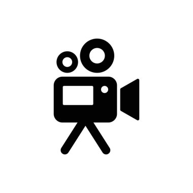 Video kamera simgesi. Sinema kamera ikonu. Film kamerası, film kamerası ikonu. Vektör simgesi EPS 10