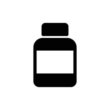 İlaç şişesi ikonu. İlaç şişesi var. Web tasarım simgesi. Eczane ilaç ikonu. Sağlık hizmetleri ikonu. Boş İlaç Şişesi Vektör EPS 10