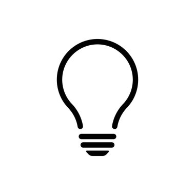 Ampul ışığı vektör simgesi. Işıklı lamba. Elektrik, parlıyor. Ampul simgesi vektörü, arka planda izole. Ampul ışığı simgesi - fikir işareti, çözüm. Ampul ışığı sembolü Enerji