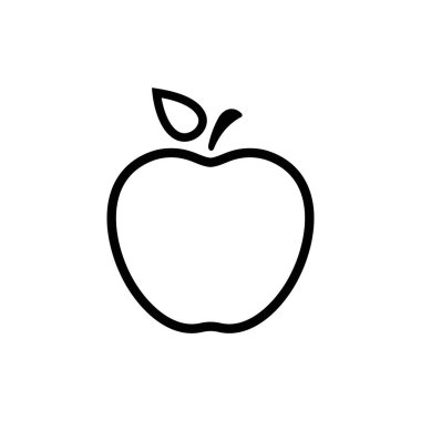Elma vektör simgesi. Apple meyve çizimi simgesi. Web tasarım vektör logosu. Arkaplanda elma izole