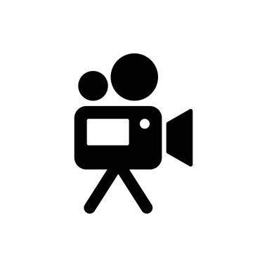 Video kamera simgesi. Sinema kamera ikonu. Film kamerası, film kamerası ikonu. Vektör simgesi EPS 10
