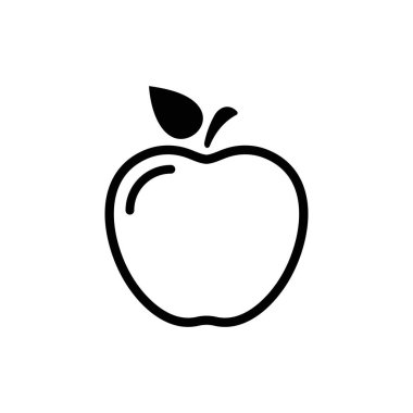 Elma vektör simgesi. Apple meyve çizimi simgesi. Web tasarım vektör logosu. Arkaplanda elma izole