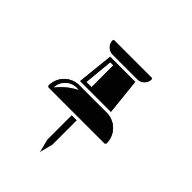 Vektör pin simgesi, Pushpin simgesi. Grafik tasarımı için iğne vektör illüstrasyonuna bas. İtme pimi izole edildi. Vektör EPS10 pin simgesi