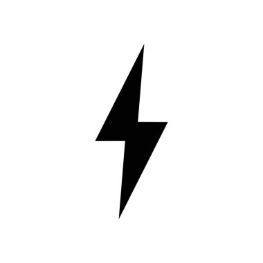 Şimşek simgesi. Şimşek, elektrik güç vektör logosu. Yıldırım desenli çizim izole vektörü. Şimşek şeklinde düz simge. Şimşek çakması. Şimşek civataları simge EPS 10.