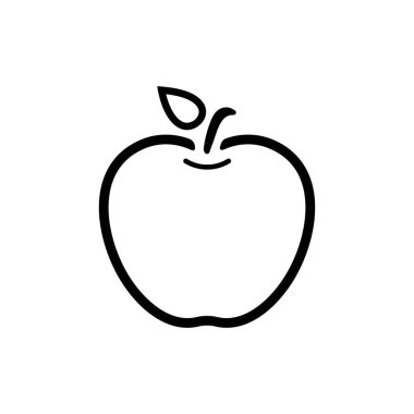 Elma vektör simgesi. Apple meyve çizimi simgesi. Web tasarım vektör logosu. Arkaplanda elma izole