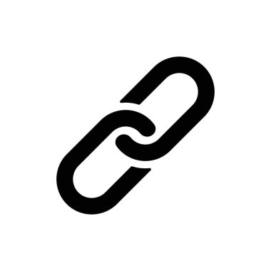 Zincir, bağlantı simgesi vektörü. Bağlantı simgesi. Hiper bağlantı zinciri sembolü. Zincir vektör sembolü. Dış bağlantı simgesi izole edildi. Bağlantı Simgesi Düz Tasarımı