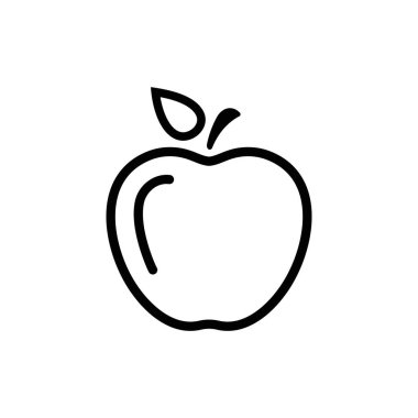 Elma vektör simgesi. Apple meyve çizimi simgesi. Web tasarım vektör logosu. Arkaplanda elma izole