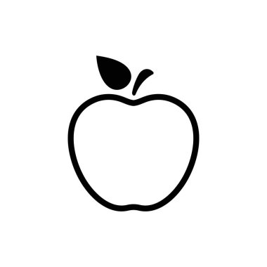 Elma vektör simgesi. Apple meyve çizimi simgesi. Web tasarım vektör logosu. Arkaplanda elma izole