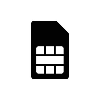 Sim kart vektör simgesi. Sim kart simgesi. Sim kart - mobil slot simgesi. Cep Telefonu Sim Kartı Çipi Arkaplanda İzole Edildi