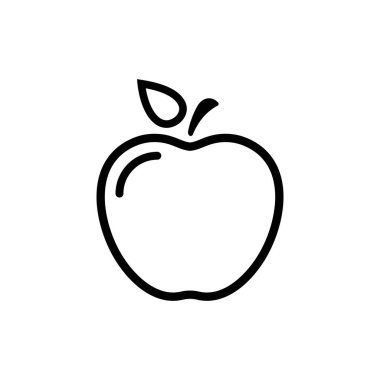 Elma vektör simgesi. Apple meyve çizimi simgesi. Web tasarım vektör logosu. Arkaplanda elma izole