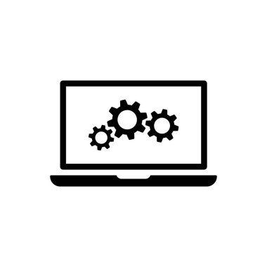 laptop ve vites simgesi. Vektör web tasarımı