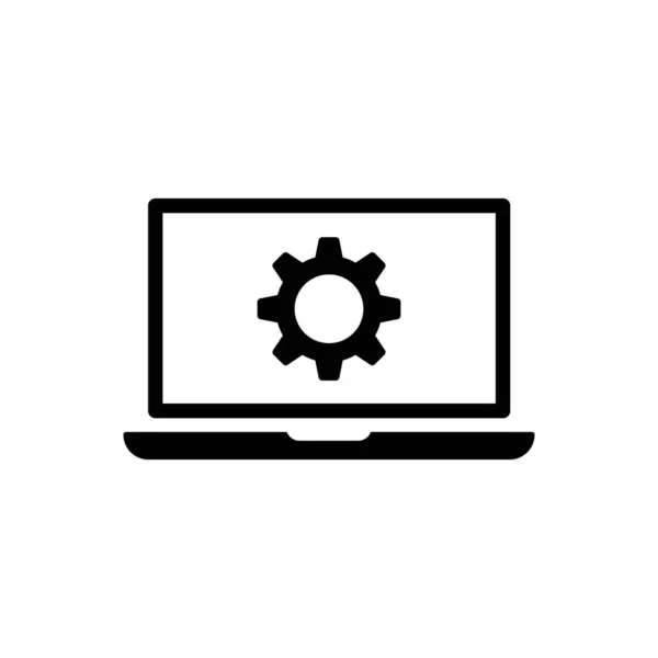 Ícone de laptop e engrenagem. Web design vetorial — Vetor de Stock