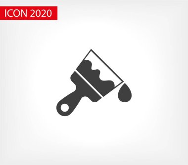 Boya fırçası düz simgesi. Bir damla boya ikonuyla fırçala. Site tasarımı için boya fırçası simgesi sayfa sembolü. Resim fırçası simgesi EPS 10