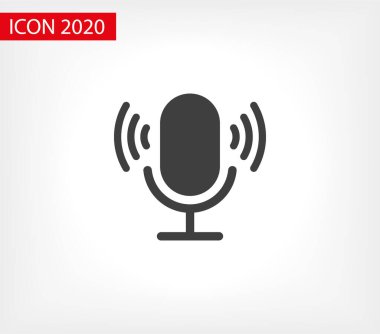 Mikrofon vektör simgesi, web tasarım simgesi. Ses vektörü simgesi, Kayıt. Mikrofon - Stüdyo Sembolü kaydediliyor. Retro mikrofon simgesi