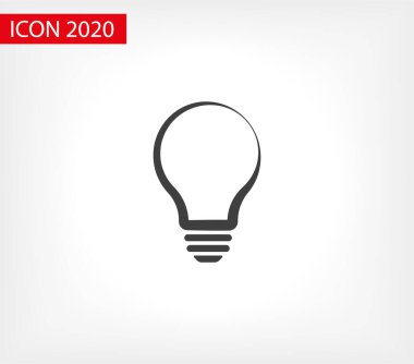 Ampul ışığı vektör simgesi. Işıklı lamba. Elektrik, parlıyor. Ampul simgesi vektörü, arka planda izole. Ampul ışığı simgesi - fikir işareti, çözüm. Ampul ışığı sembolü Enerji