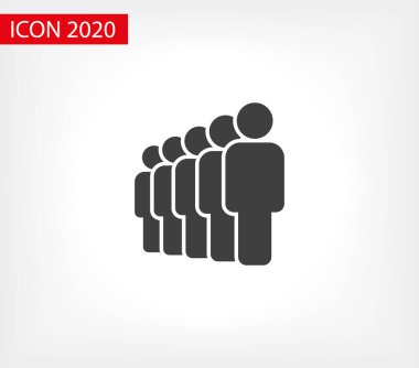 İnsanlar ikonu yönetir. Kişi sembolü. Çalışma Grubu Ekibi, Kalabalık Vektör İllüstrasyon ikonu. Piktogram grubu izole edildi. Halkın simgesi, kalabalığın sembolü. Sırada insanlar var