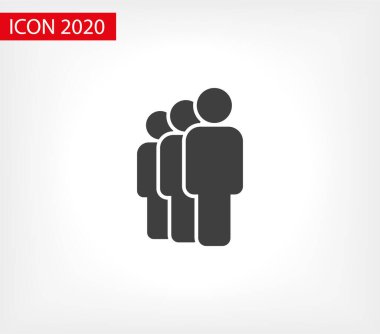 İnsanlar ikonu yönetir. Kişi sembolü. Çalışma Grubu Ekibi, Kalabalık Vektör İllüstrasyon ikonu. Piktogram grubu izole edildi. Halkın simgesi, kalabalığın sembolü. Sırada insanlar var