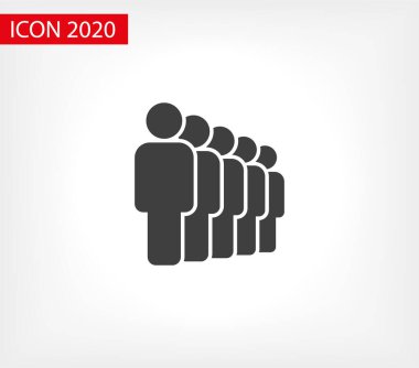 İnsanlar ikonu yönetir. Kişi sembolü. Çalışma Grubu Ekibi, Kalabalık Vektör İllüstrasyon ikonu. Piktogram grubu izole edildi. Halkın simgesi, kalabalığın sembolü. Sırada insanlar var